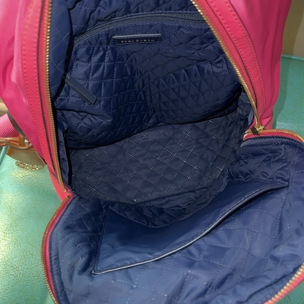 Tory Burch hot pink Barbie pink nylon backpack purse